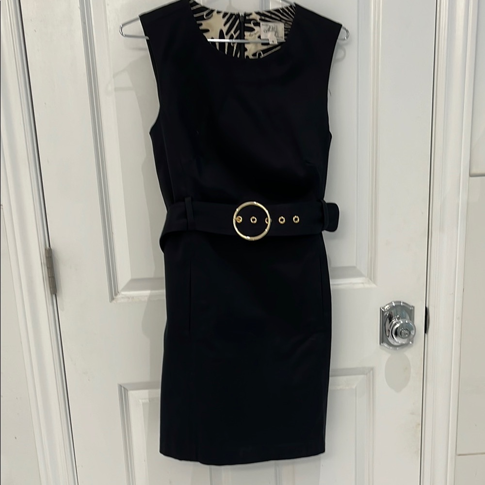 Milly Black and Gold Sheath Mini Dress Sz 8